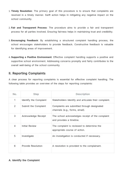 Free School Complaint Handling Procedure Template to Edit Online