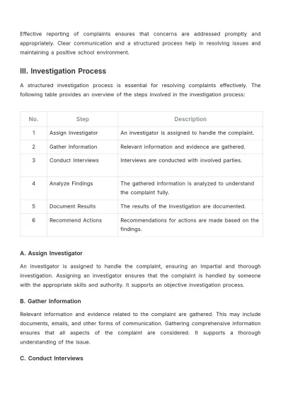 Free School Complaint Handling Procedure Template to Edit Online