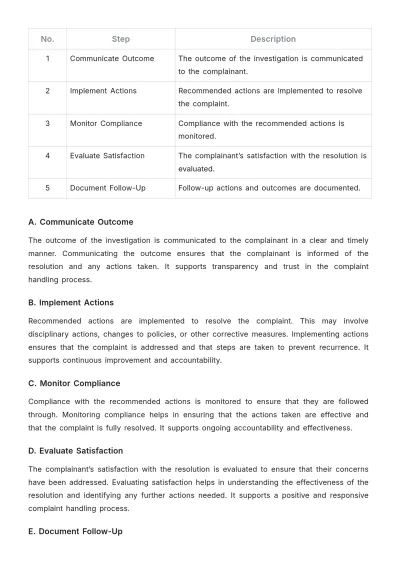 Free School Complaint Handling Procedure Template to Edit Online