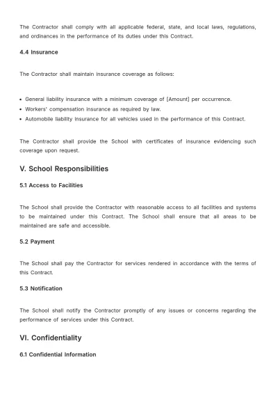 Free School Maintenance Contract Template to Edit Online