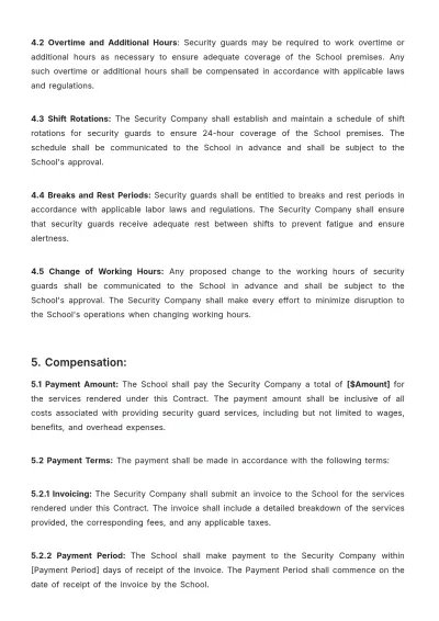 Free School Security Guard Contract Template to Edit Online