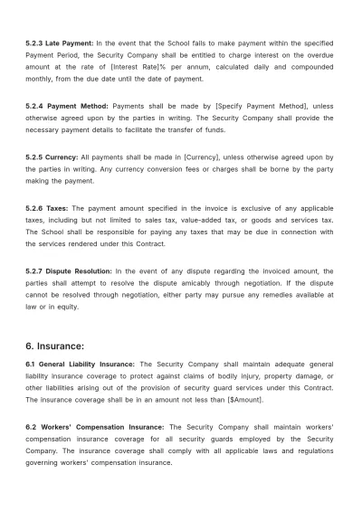 Free School Security Guard Contract Template to Edit Online
