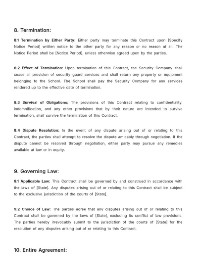 Free School Security Guard Contract Template to Edit Online