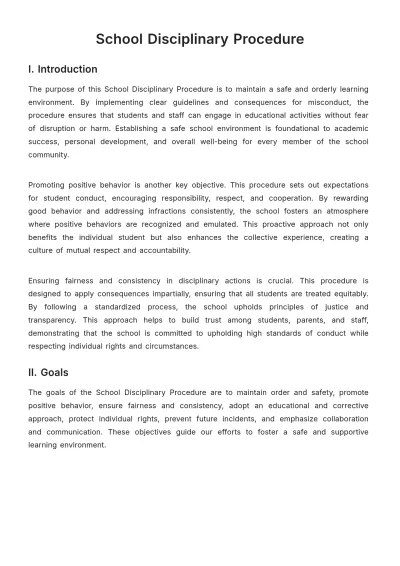 Free School Disciplinary Procedure Template to Edit Online