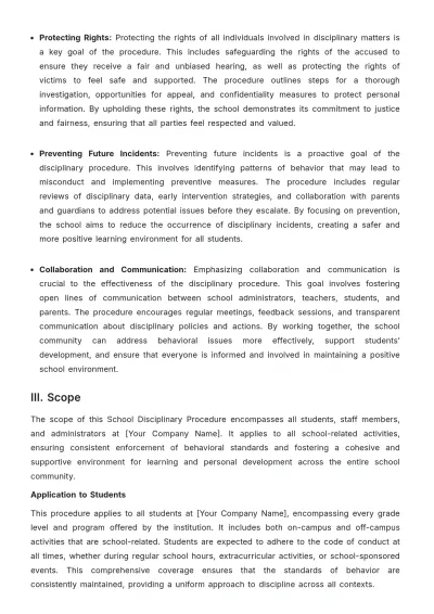 Free School Disciplinary Procedure Template to Edit Online