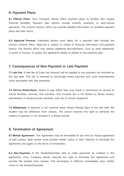 Free School Financial Contract Template to Edit Online