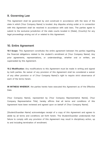 Free School Financial Contract Template to Edit Online
