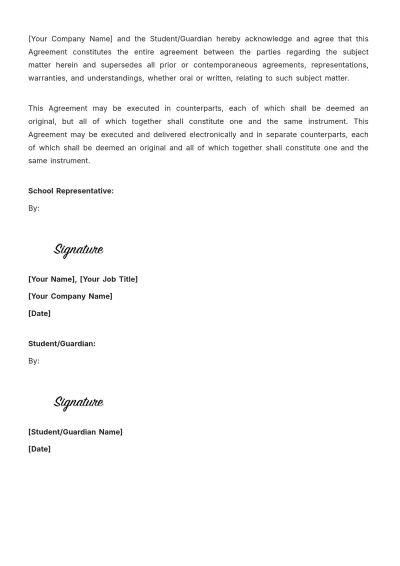 Free School Financial Contract Template to Edit Online
