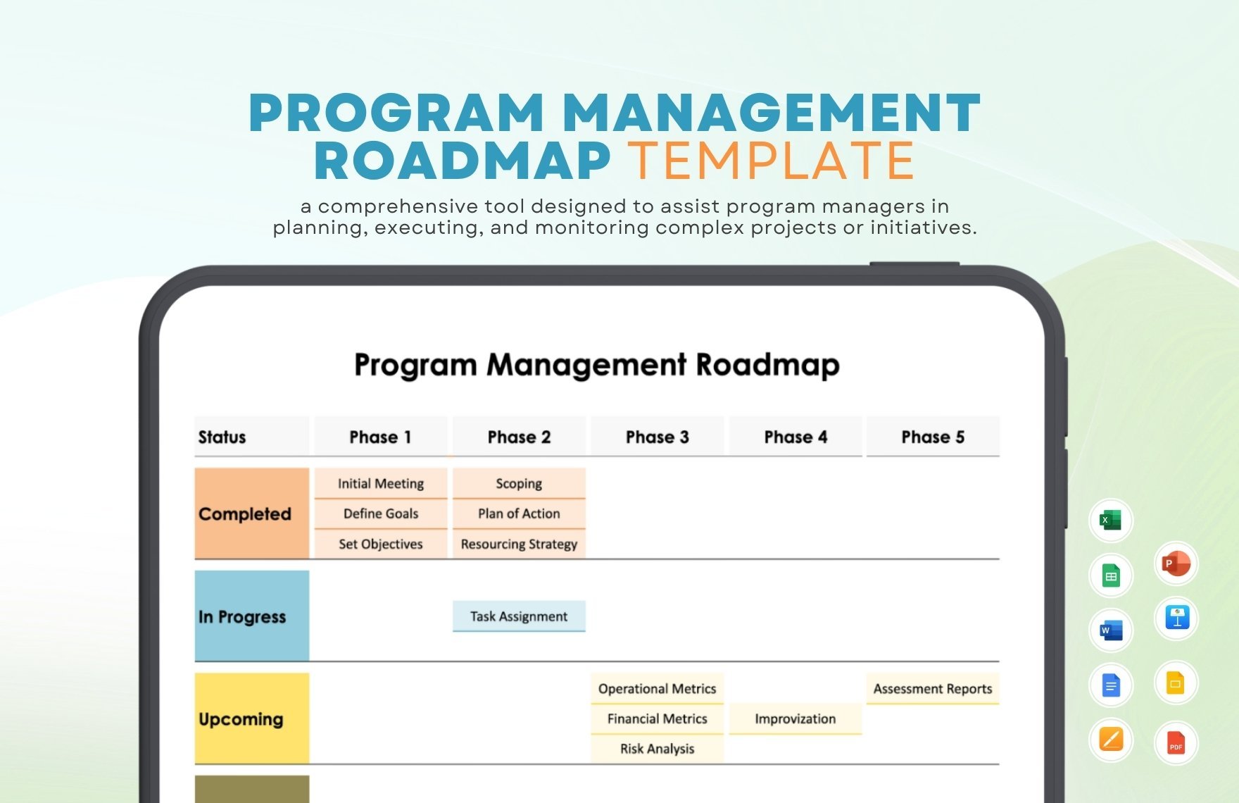 Program Management Roadmap Template in Word, Google Docs, Excel, PDF, Google Sheets, Apple Pages, PowerPoint, Google Slides, Apple Keynote