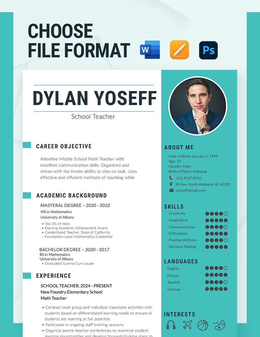 School Teacher Resume Template Download In Word Psd Apple Pages