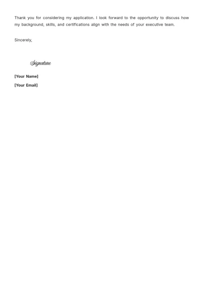 Free Executive Administrator Cover Letter For Job to Edit Online