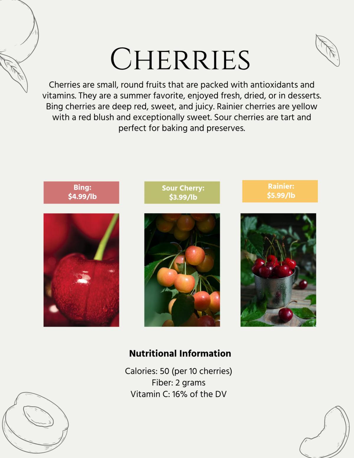 Free Fruits Catalog Template to Edit Online