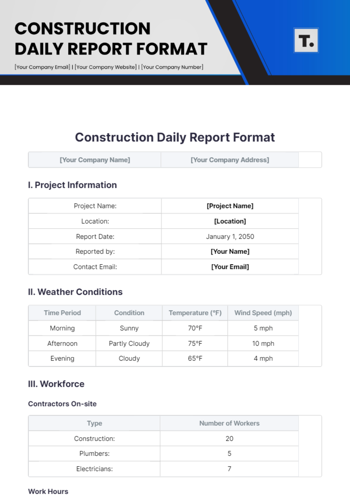 Construction Daily Report Format Template - Edit Online & Download