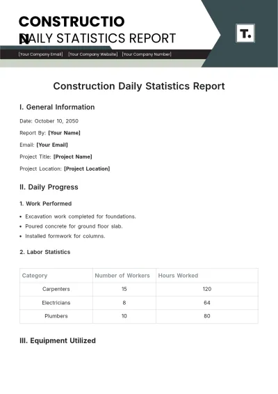 Free Construction Daily Statistics Report Template to Edit Online