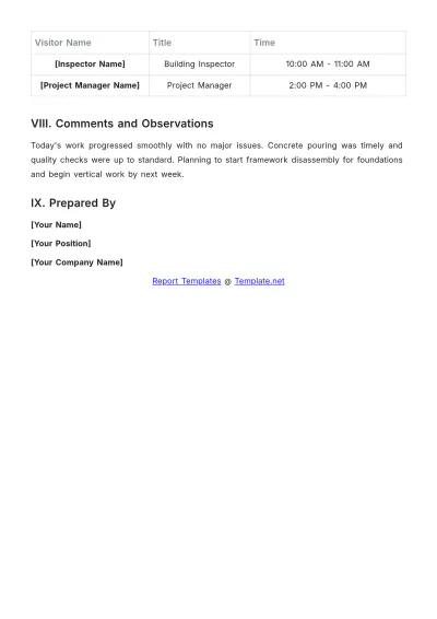 Free Construction Daily Statistics Report Template to Edit Online