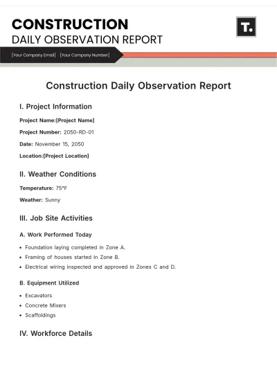 Free Construction Daily Observation Report Template to Edit Online