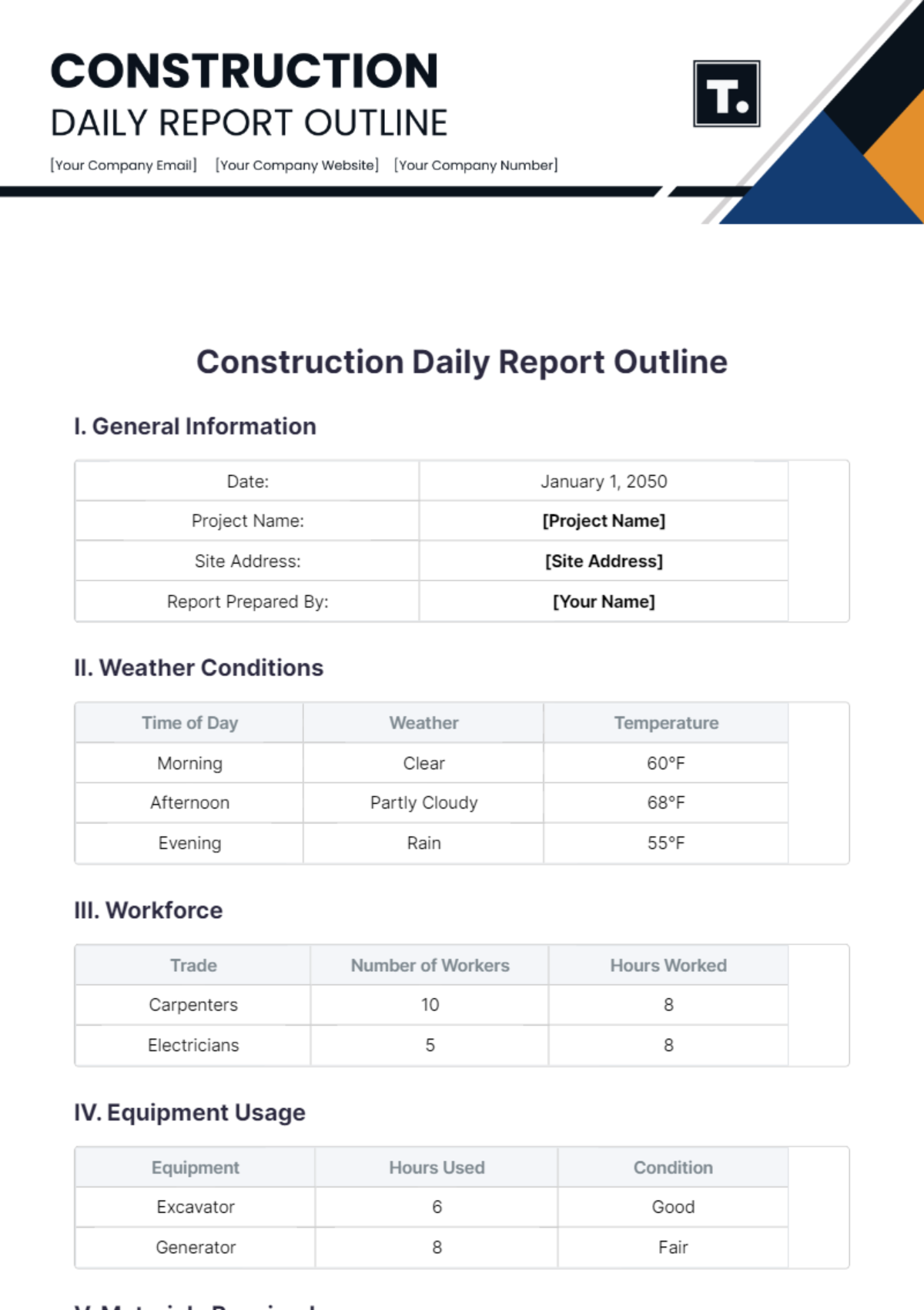 Free Weekly Construction Report Template To Edit Online