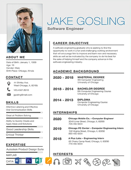 Simple Fresher Resume Template - Word, Apple Pages, PSD, Publisher