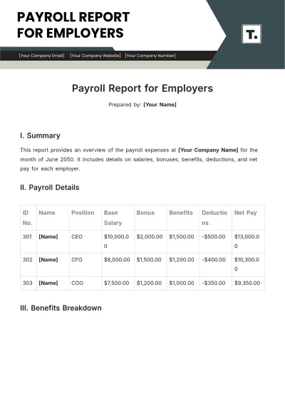 Free Payroll Report for Employers Template to Edit Online