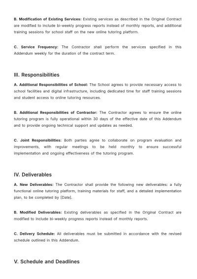 Free School Contract Addendum Template to Edit Online
