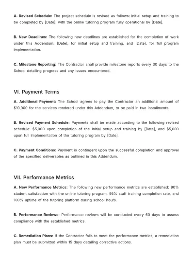 Free School Contract Addendum Template to Edit Online