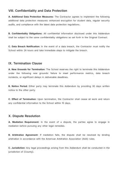 Free School Contract Addendum Template to Edit Online