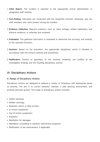 Free School Discipline Procedure Template to Edit Online