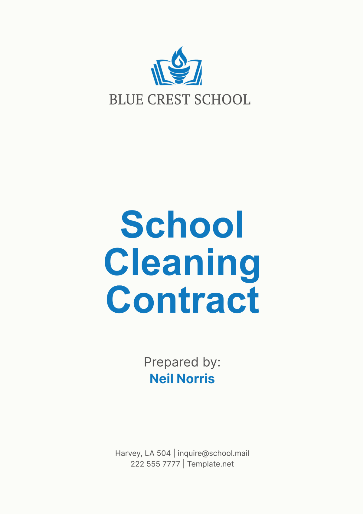 School Cleaning Contract Template - Edit Online & Download