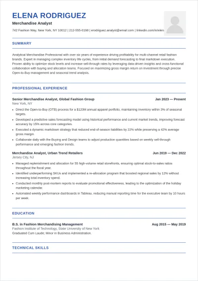 Free Merchandise Analyst ATS Resume Template, AI Resume Builder