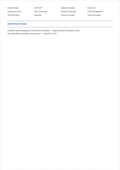 Free Merchandise Analyst ATS Resume Template, AI Resume Builder