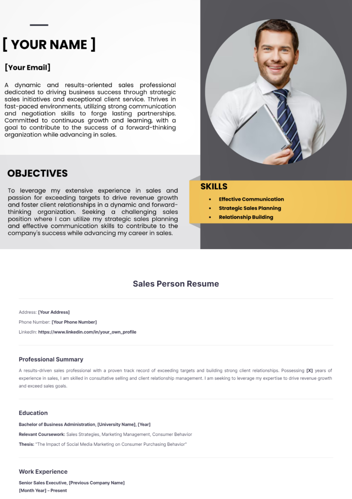 Sales Person Resume - Edit Online & Download