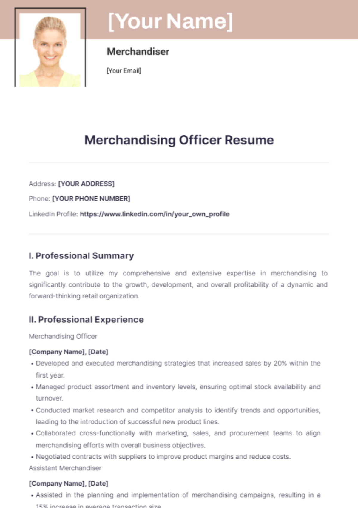 Merchandising Officer Resume - Edit Online & Download