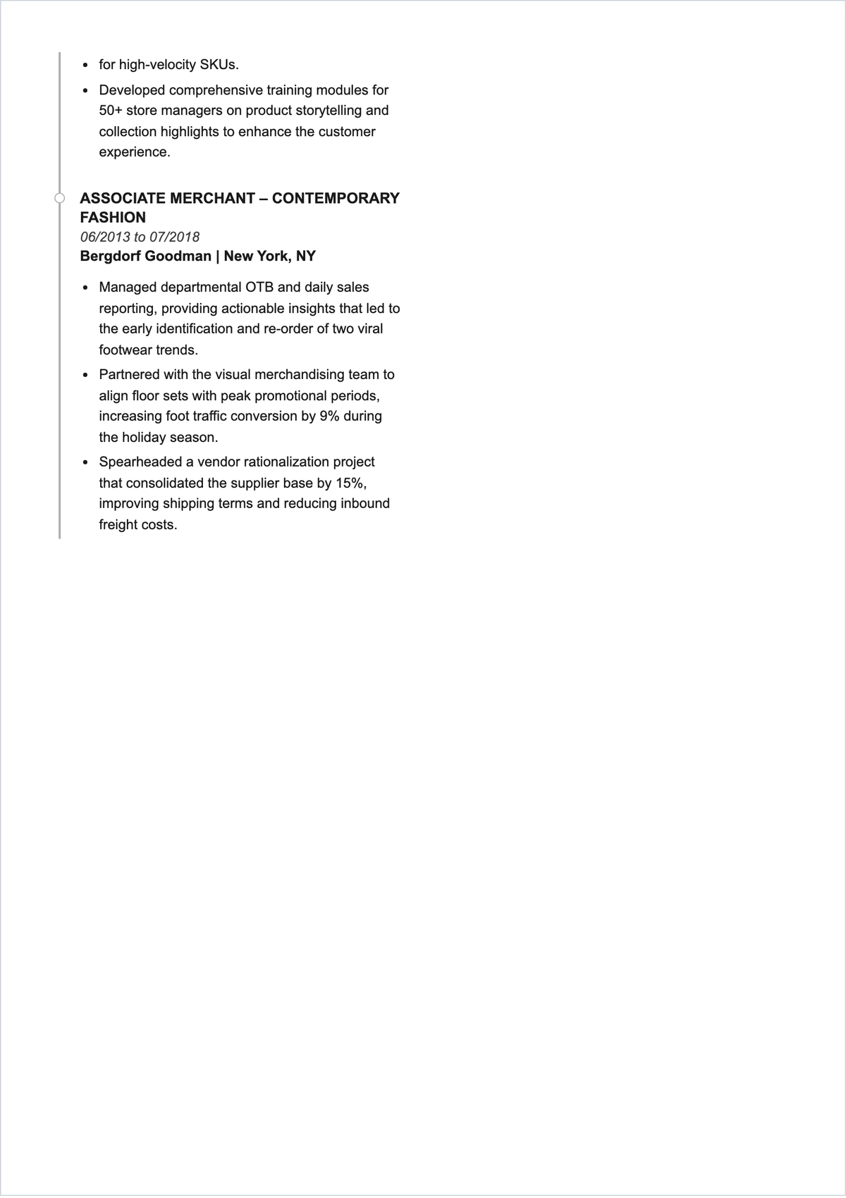 Free Merchandising Executive ATS Resume Template, AI Resume Builder