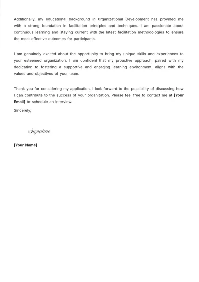 Free Facilitator Cover Letter For Job to Edit Online