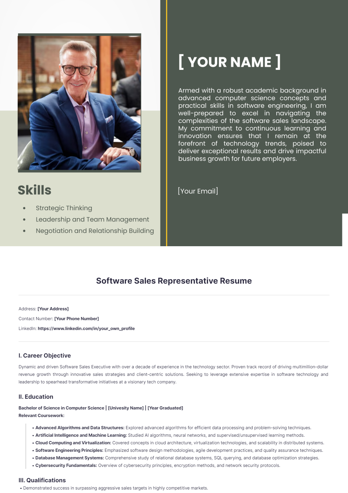 Software Sales Representative Resume - Edit Online & Download