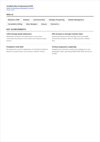 Free Software Sales Representative ATS Resume Template
