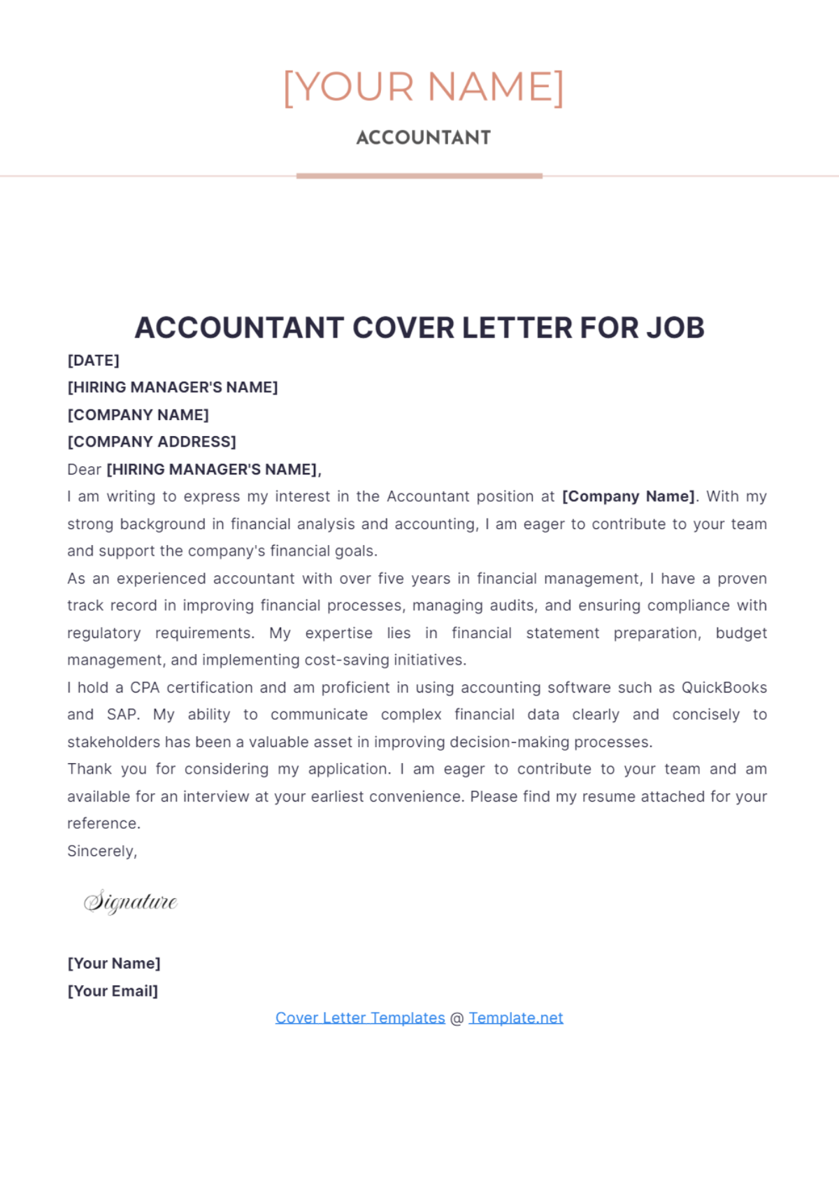 Accountant Cover Letter For Job - Edit Online & Download