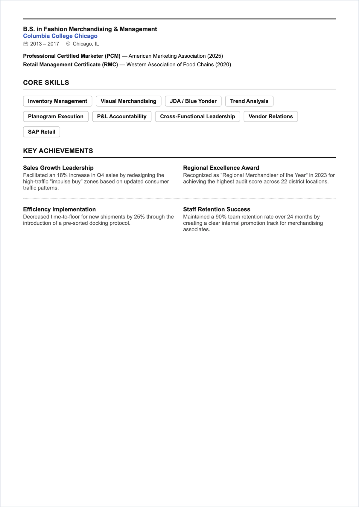 Free Merchandising Supervisor ATS Resume Template, AI Resume Builder
