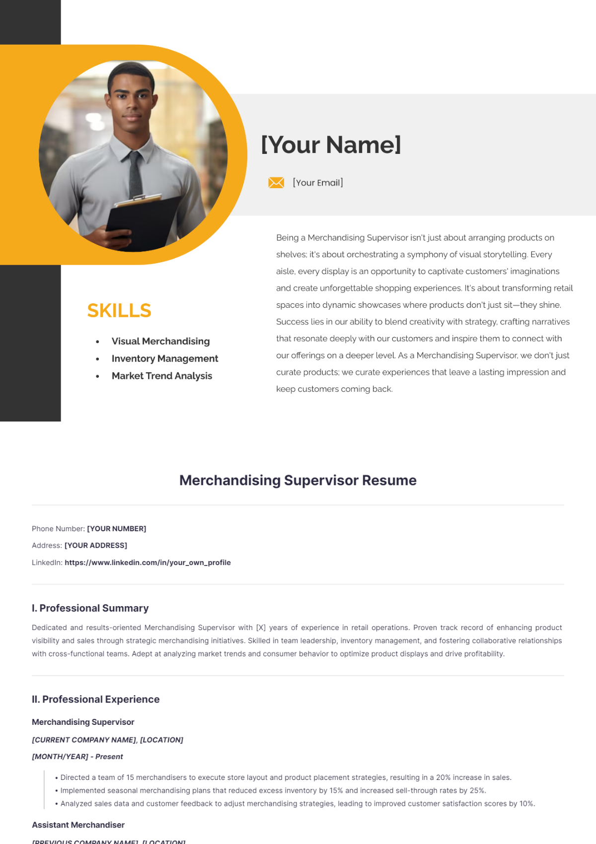 Merchandising Supervisor Resume - Edit Online & Download