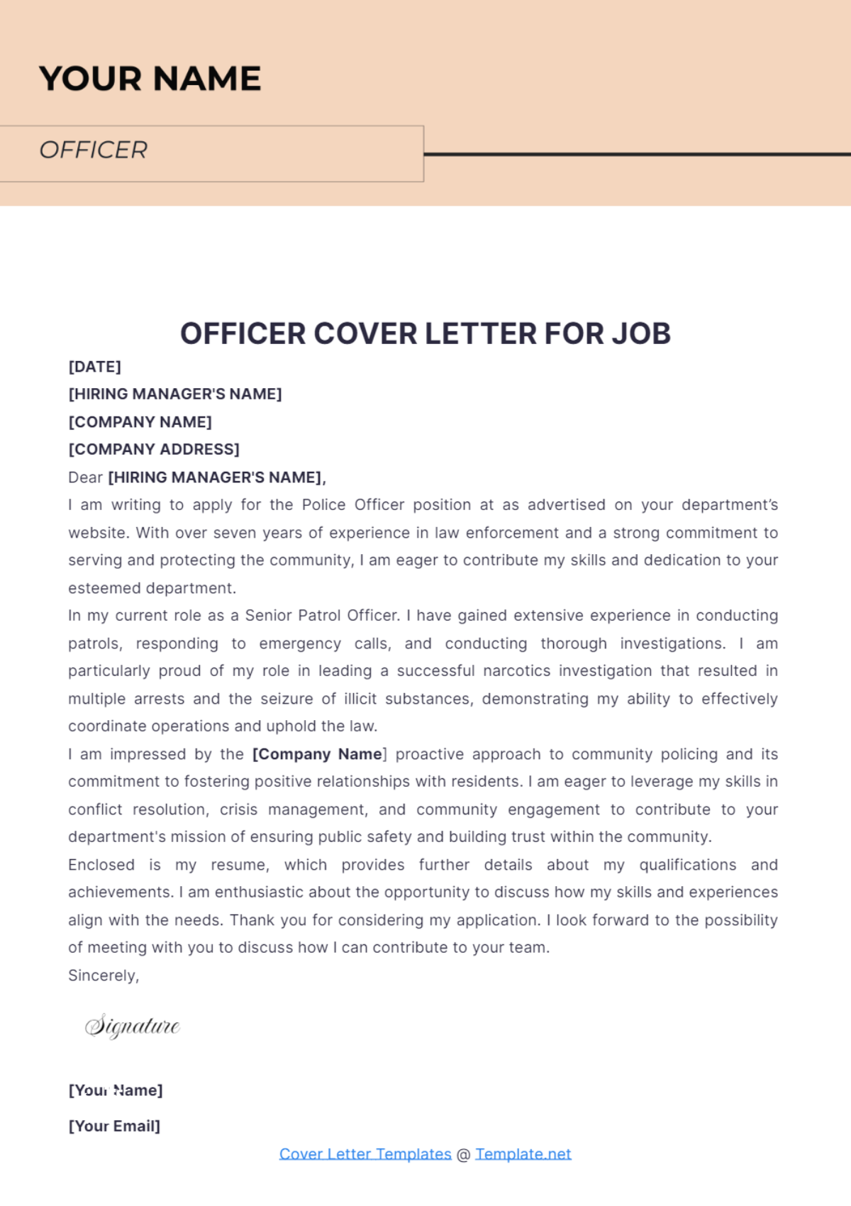 Officer Cover Letter For Job - Edit Online & Download