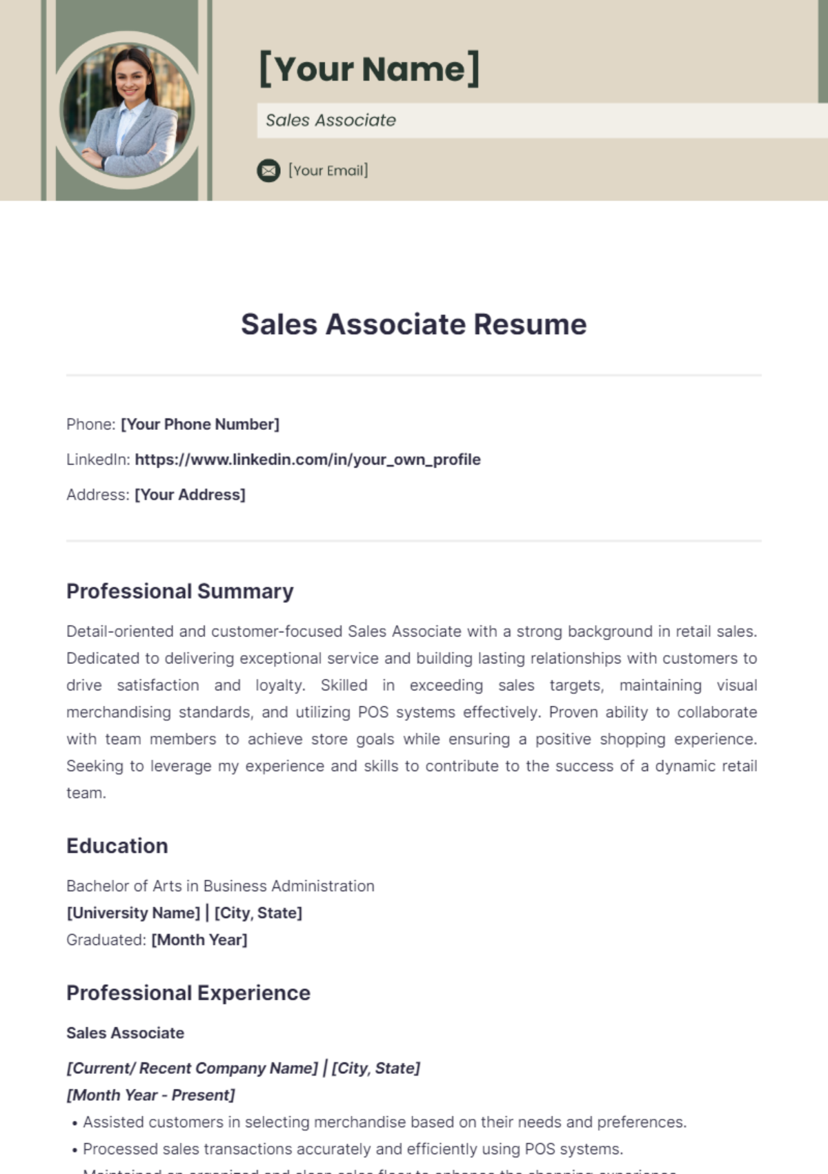 Sales Associate Resume - Edit Online & Download