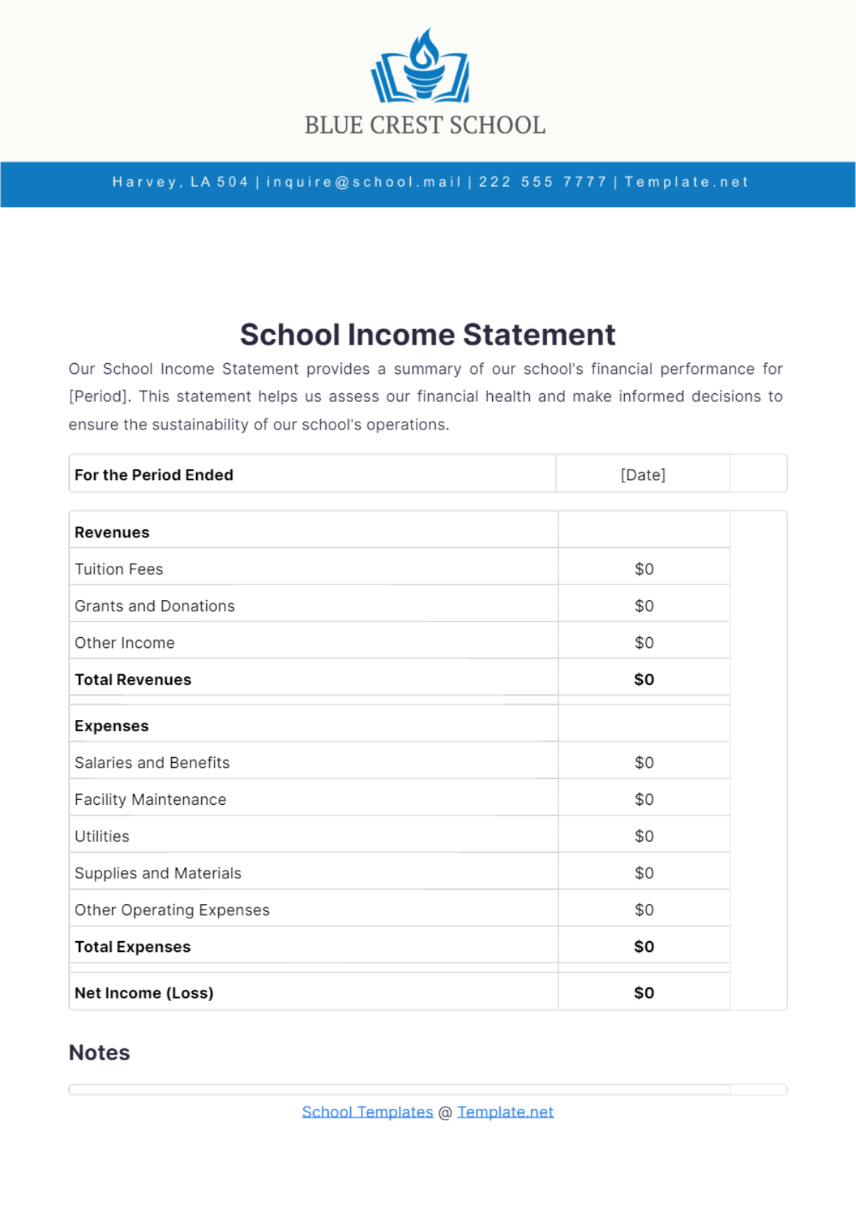 Income Statement Example