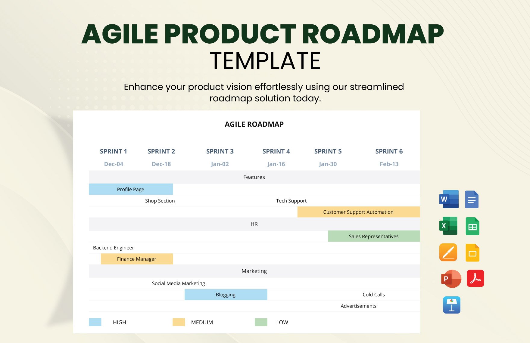 Free Agile Product Roadmap Template in Word, Google Docs, Excel, PDF, Google Sheets, Apple Pages, PowerPoint, Google Slides, Apple Keynote