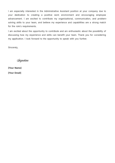 Free Administrative Assistant Cover Letter For Job to Edit Online