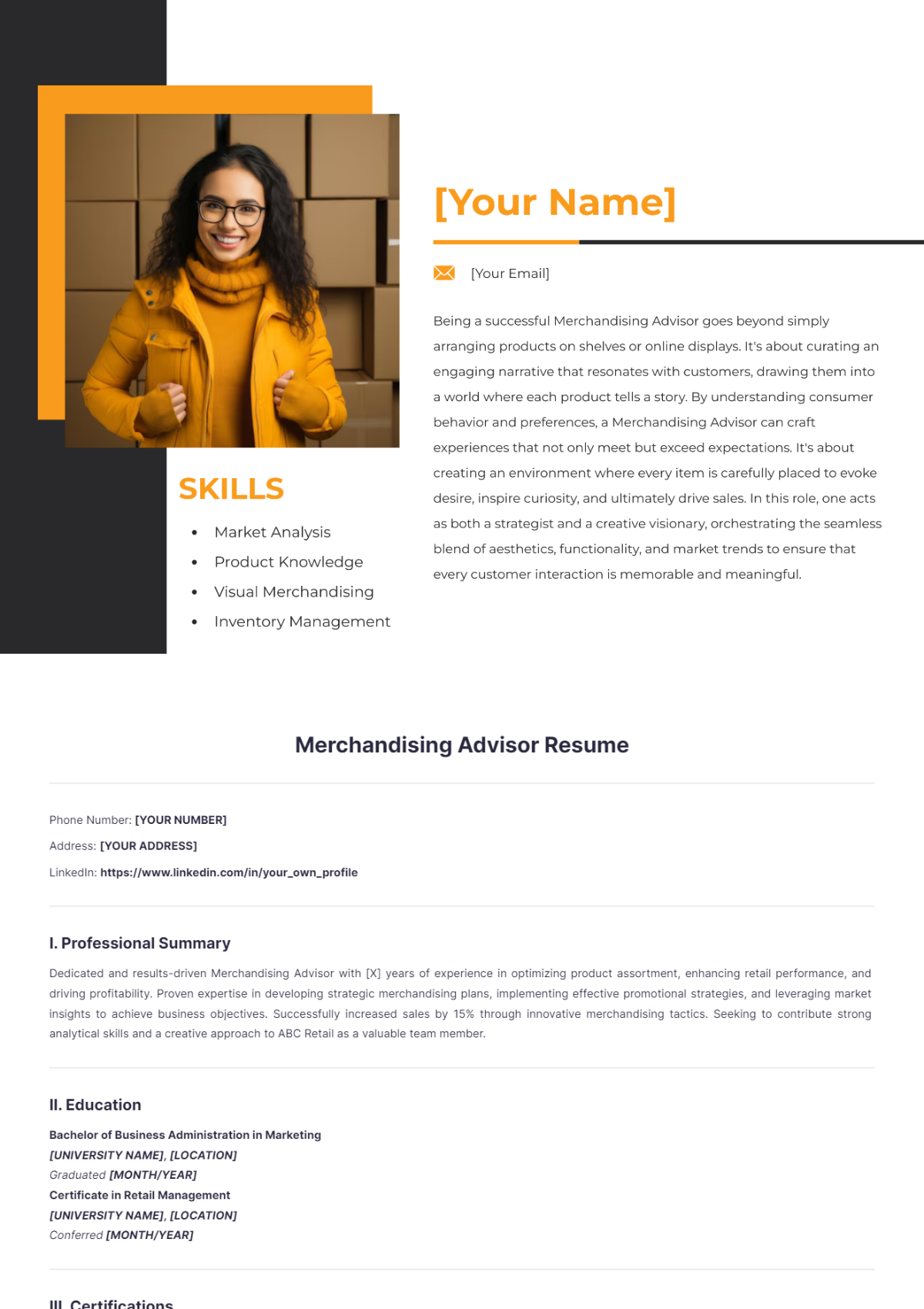 Merchandising Advisor Resume - Edit Online & Download