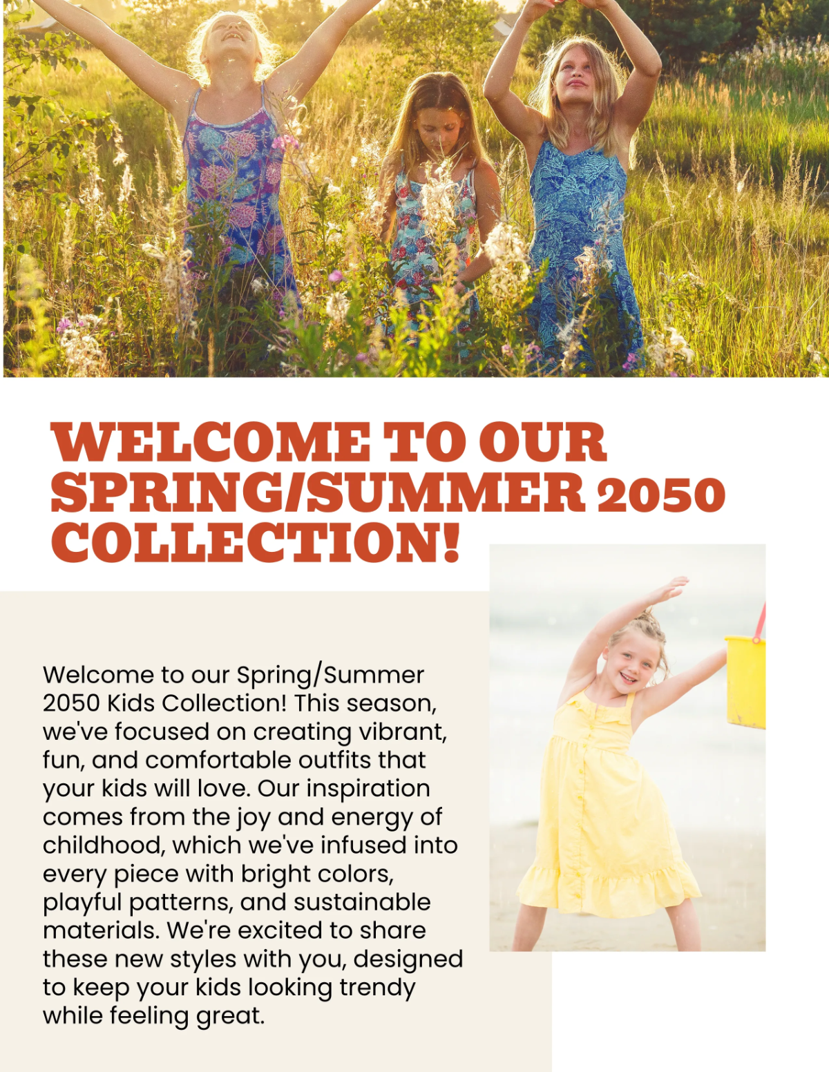 Free Kids Fashion Catalog Template to Edit Online
