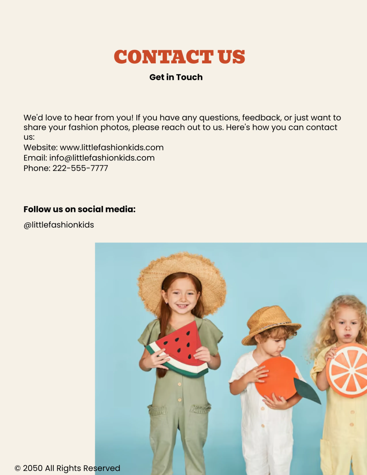 Free Kids Fashion Catalog Template to Edit Online