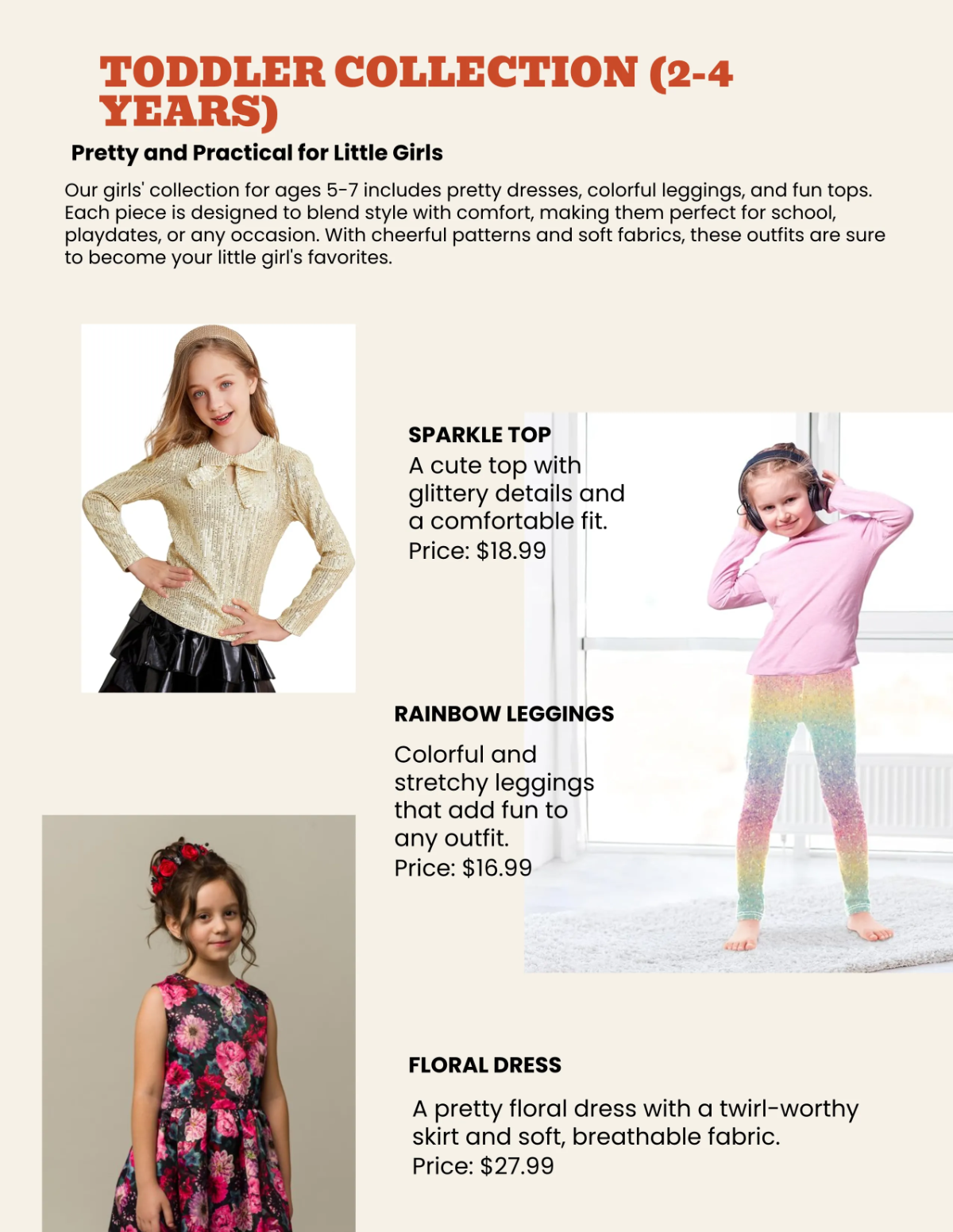 Free Kids Fashion Catalog Template to Edit Online