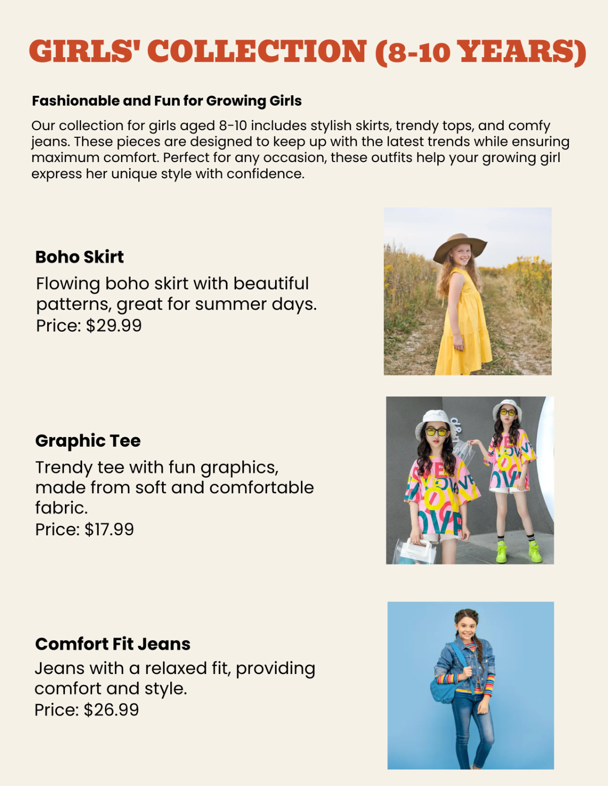 Free Kids Fashion Catalog Template to Edit Online