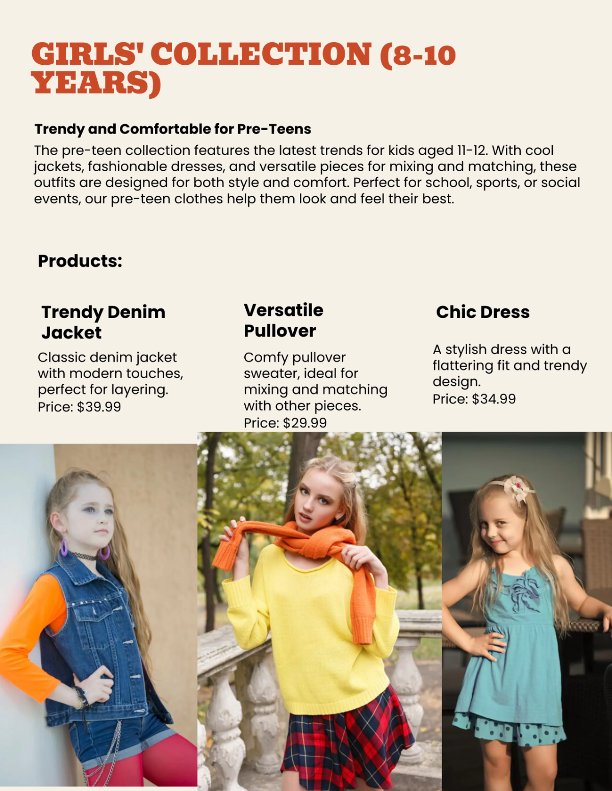 Free Kids Fashion Catalog Template to Edit Online